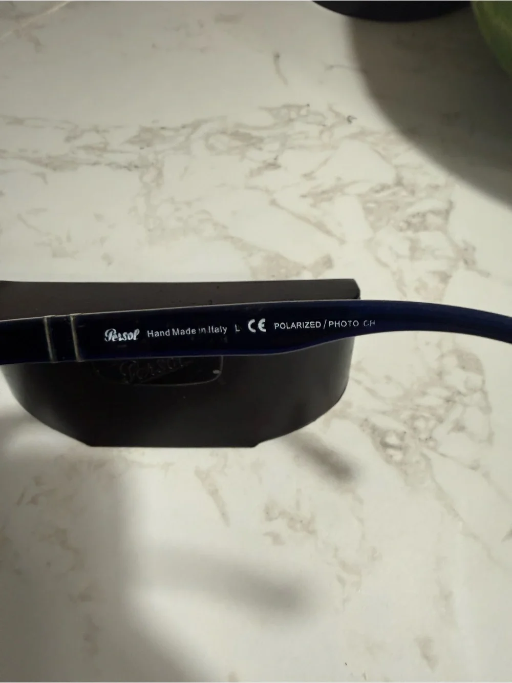 Persol Navy Blue Frame Sunglasses with Green Lenses